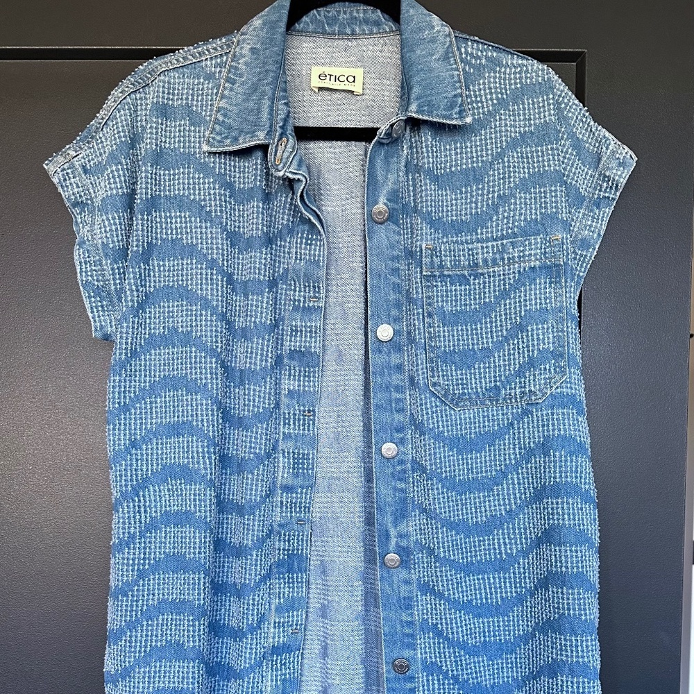 NWOT | ETICA DENIM | Etica Pricilla Denim Shirt Dress Peninsula - Picture 6 of 10